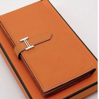 エルメス(Hermes)のエルメス HERMES ベアンスフレ シェーブル オレンジ 展示品(長財布)