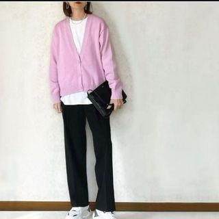 ユニクロ(UNIQLO)のUNIQLO ウォッシャブルショートカーディガン　Lサイズ　pink❌値下げ不可(カーディガン)