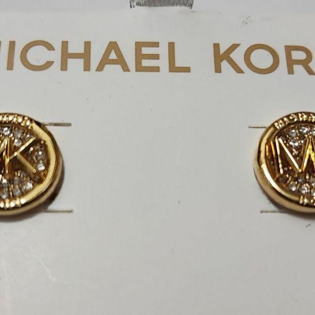 Michael Kors(マイケルコース)のマイケルコース ピアス MKロゴ ゴールド ラウンド ストーン ロゴ刻印 新品 レディースのアクセサリー(ピアス)の商品写真