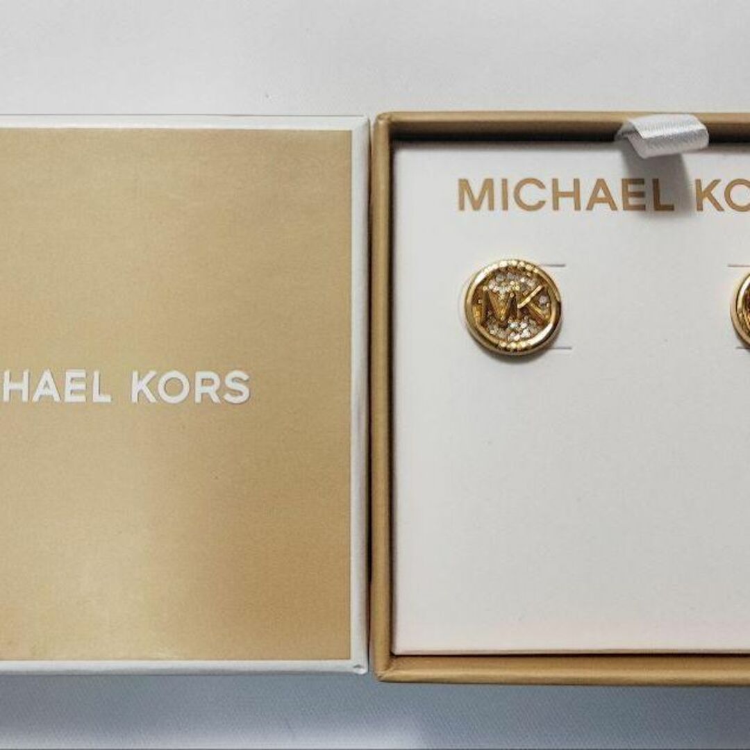 Michael Kors(マイケルコース)のマイケルコース ピアス MKロゴ ゴールド ラウンド ストーン ロゴ刻印 新品 レディースのアクセサリー(ピアス)の商品写真