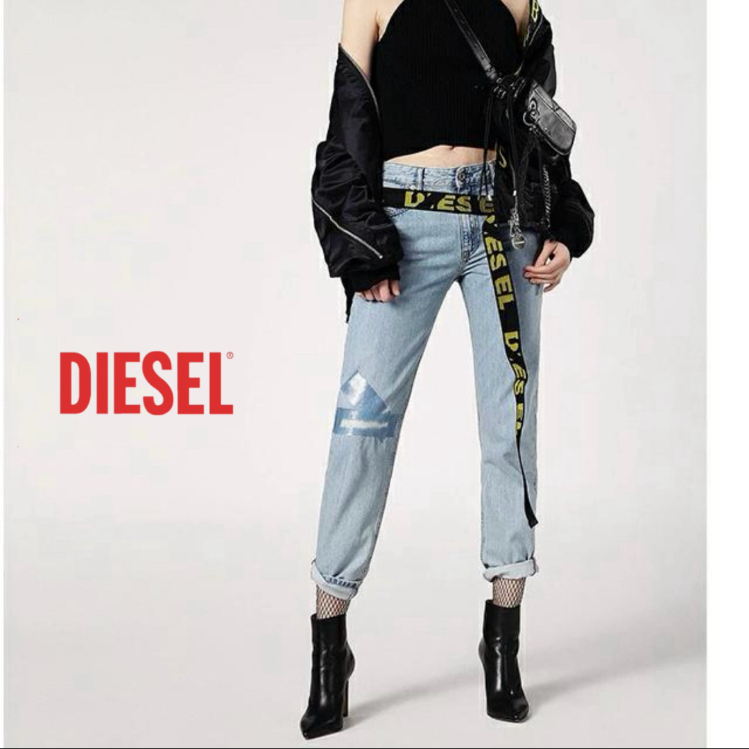 DIESEL(ディーゼル)のDIESEL Neekhot ラミネートリペアデニムパンツ レディースのパンツ(デニム/ジーンズ)の商品写真