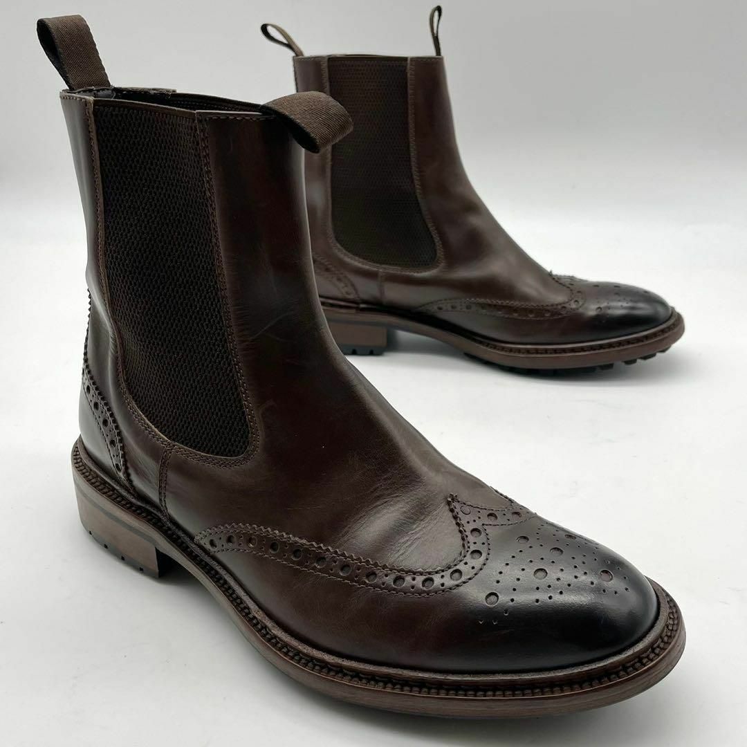 Brooks Brothers(ブルックスブラザース)のブルックスブラザーズ サイドゴアブーツ ウイングチップ イタリア製 UK7.0 メンズの靴/シューズ(ブーツ)の商品写真