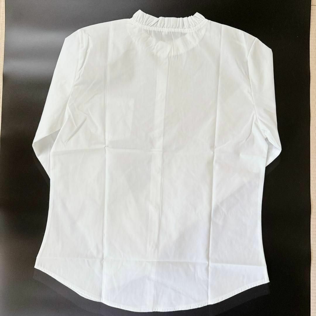 シャツ ブラウス　立ち襟 カジュアル 白 きれいめ 長袖 オフィス フリル　XL レディースのトップス(シャツ/ブラウス(長袖/七分))の商品写真