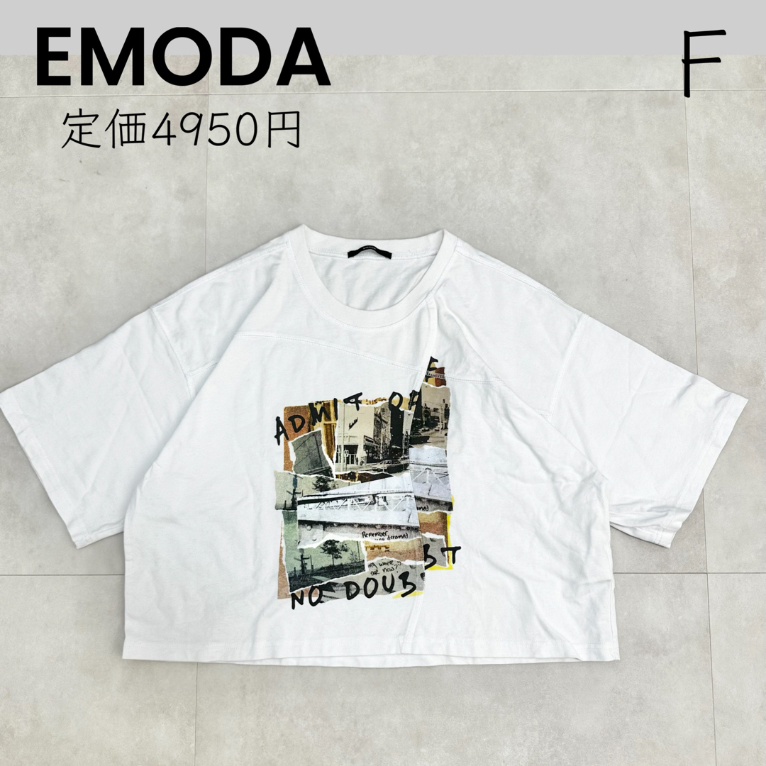 EMODA(エモダ)の【EMODA】エモダ Tシャツ 綿 ステッチ グラフィック レディースのトップス(Tシャツ(半袖/袖なし))の商品写真