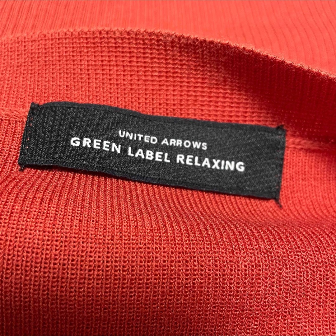 UNITED ARROWS green label relaxing(ユナイテッドアローズグリーンレーベルリラクシング)の【訳アリ特価】グリーンレーベルリラクシング 五分袖カーディガン 赤 レッド レディースのトップス(カーディガン)の商品写真