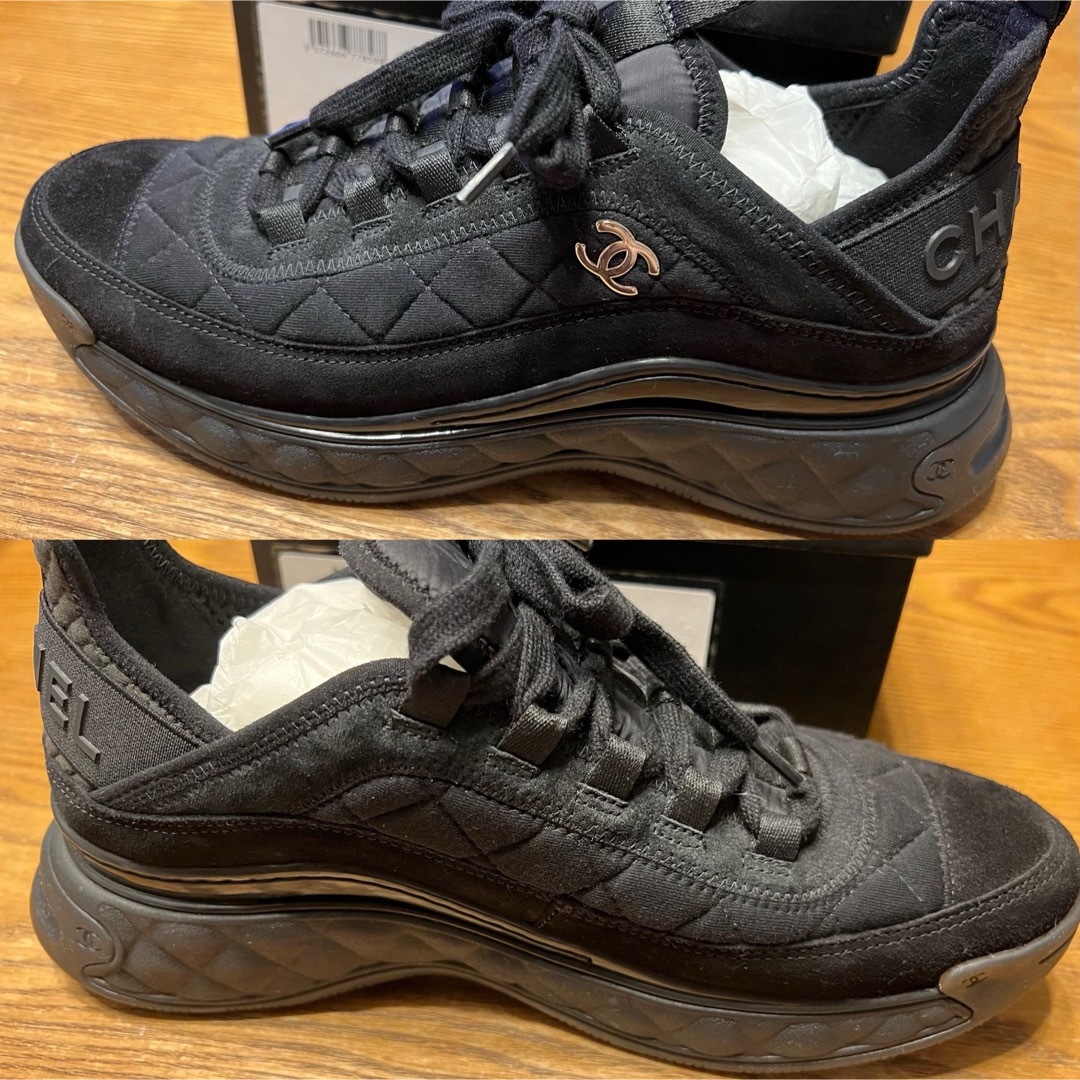 CHANEL - CHANEL スニーカー シャネル 39 ブラック ココG38501の CHANEL - CHANEL スニーカー シャネル 39 ブラック ココG38501の