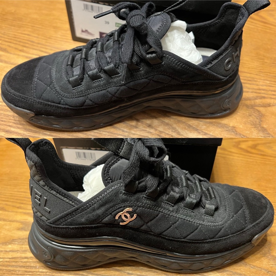 CHANEL - CHANEL スニーカー シャネル 39 ブラック ココG38501の CHANEL - CHANEL スニーカー シャネル 39 ブラック ココG38501の