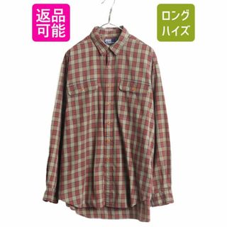 ラルフローレン(Ralph Lauren)の90s ポロ ラルフローレン チェック 長袖 シャツ メンズ XL / 90年代 オールド コットン 長袖シャツ ポニー無し 大きいサイズ マルチカラー(シャツ)