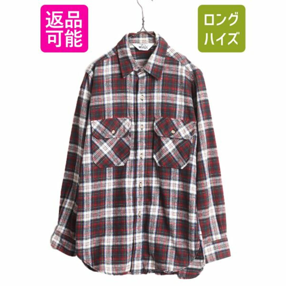 WOOLRICH(ウールリッチ)の70s USA製 ウールリッチ チェック ヘビー フランネル シャツ メンズ M 程/ 70年代 ヴィンテージ Woolrich 白タグ ネルシャツ マルチカラー メンズのトップス(シャツ)の商品写真