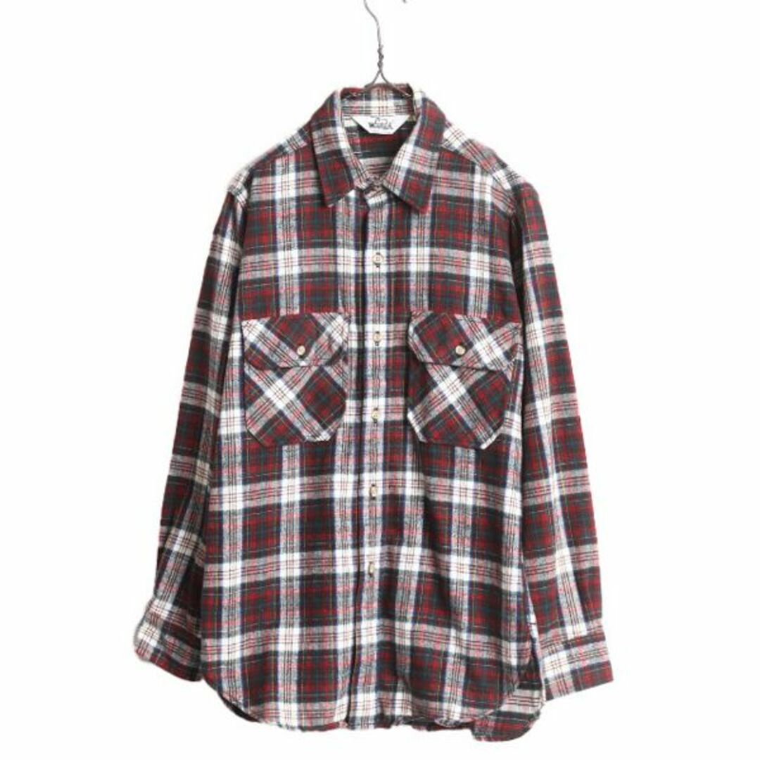 WOOLRICH(ウールリッチ)の70s USA製 ウールリッチ チェック ヘビー フランネル シャツ メンズ M 程/ 70年代 ヴィンテージ Woolrich 白タグ ネルシャツ マルチカラー メンズのトップス(シャツ)の商品写真