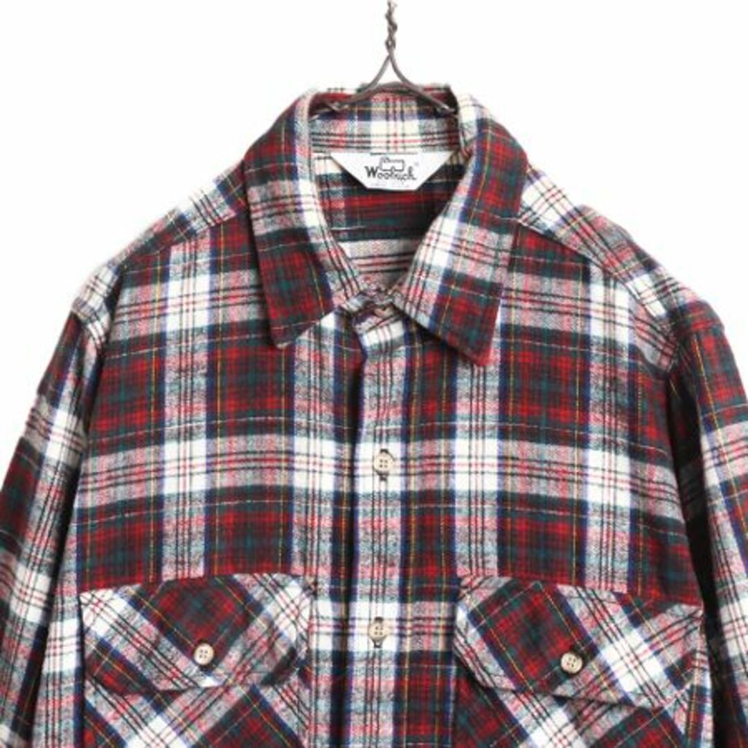 WOOLRICH(ウールリッチ)の70s USA製 ウールリッチ チェック ヘビー フランネル シャツ メンズ M 程/ 70年代 ヴィンテージ Woolrich 白タグ ネルシャツ マルチカラー メンズのトップス(シャツ)の商品写真