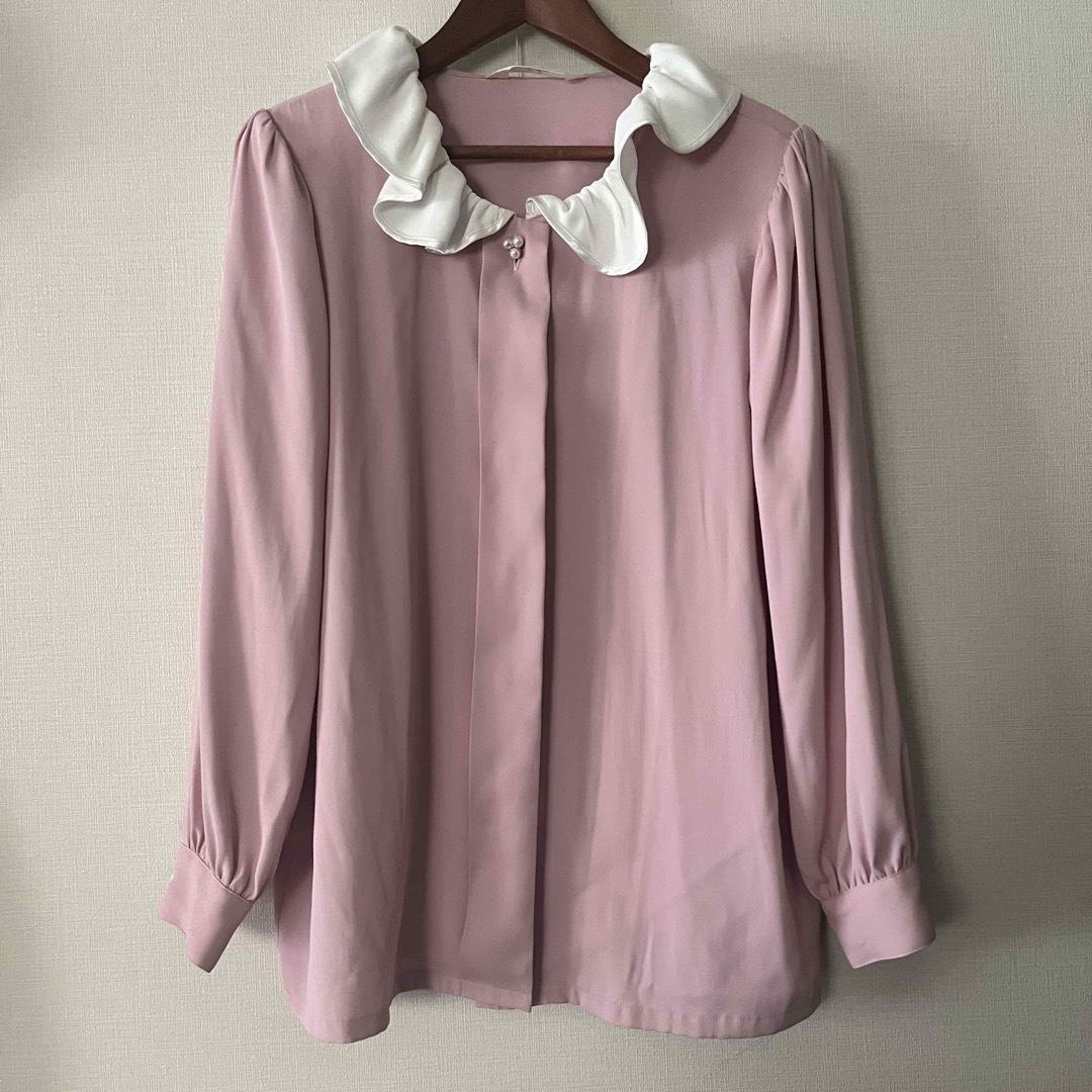 LH Tokyo-blouse ブラウス　ピンク　長袖　襟 レディースのトップス(シャツ/ブラウス(長袖/七分))の商品写真