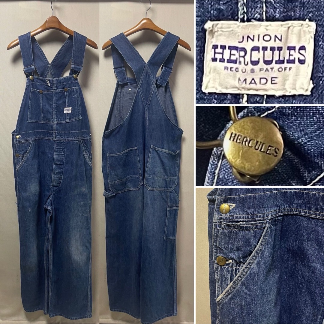 HERCULES(ハーキュレス)の1940-50s HERCULES デニムオーバーオール Size38/40 メンズのパンツ(サロペット/オーバーオール)の商品写真