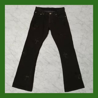 クロムハーツ(Chrome Hearts)のクロムハーツ　クロスボタン　ブラックデニム（W30/75cm）クロスパッチカスタ(デニム/ジーンズ)