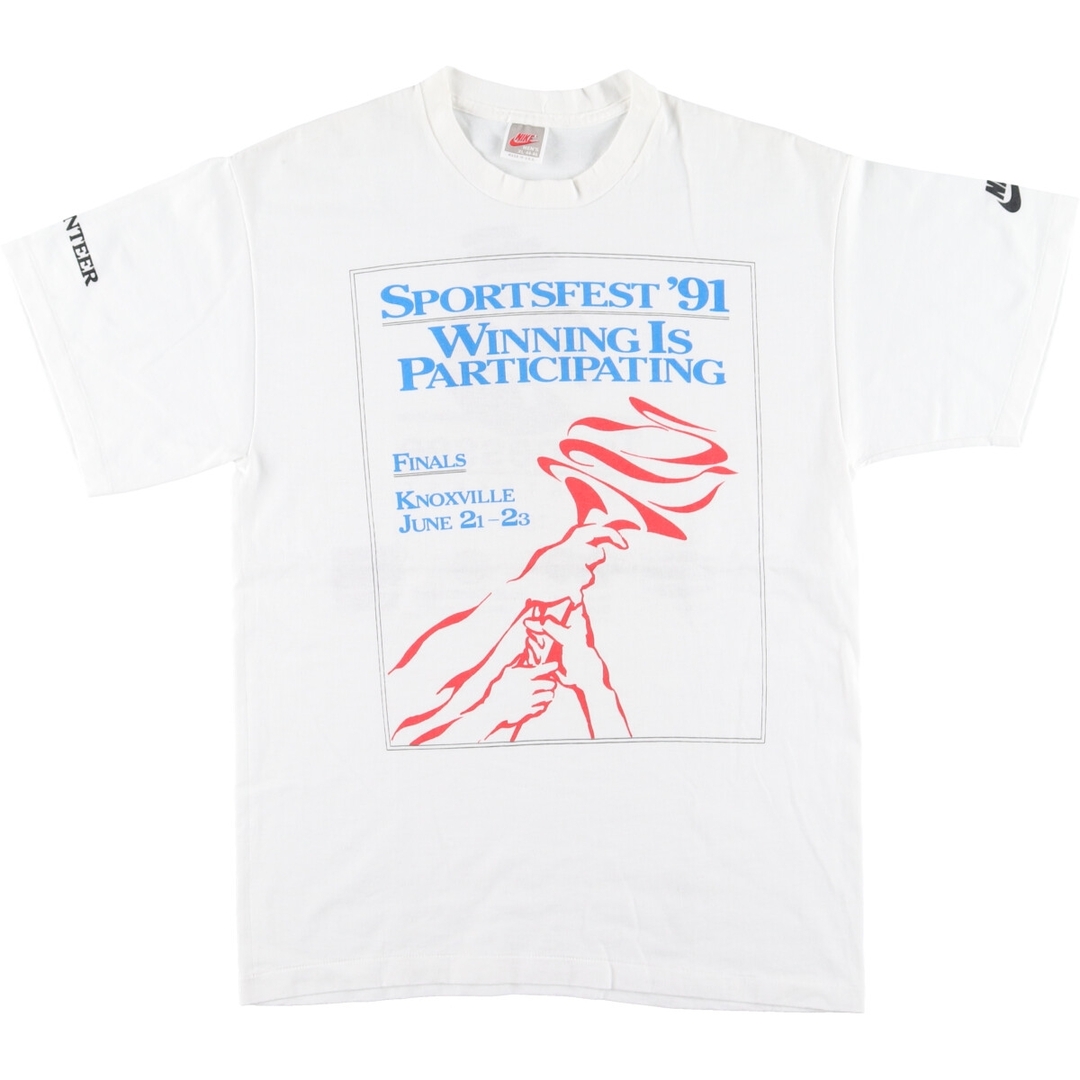 NIKE(ナイキ)の古着 90年代 ナイキ NIKE 銀タグ 両面プリント プリントTシャツ USA製 メンズXL ヴィンテージ  /eaa428550 メンズのトップス(Tシャツ/カットソー(半袖/袖なし))の商品写真