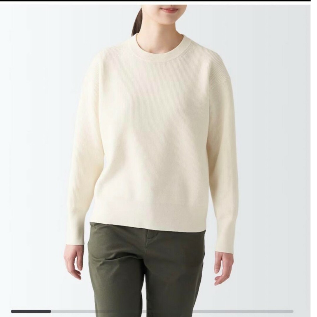 MUJI (無印良品)(ムジルシリョウヒン)の無印良品 型崩れしにくい糸で編んだクルーネックセーター婦人ＸＬ・生成 レディースのトップス(ニット/セーター)の商品写真