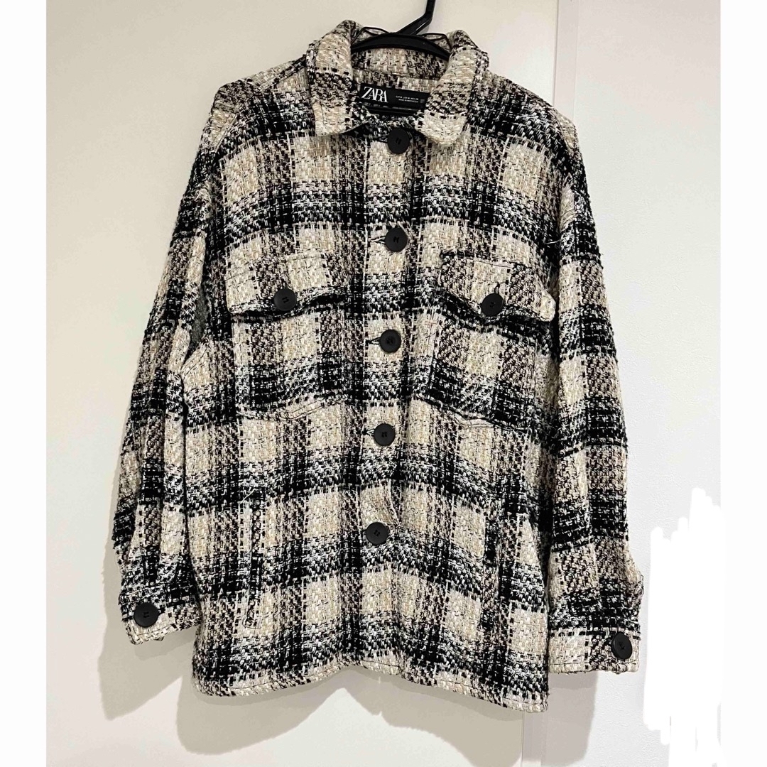 ZARA - ZARA テクスチャー入りチェック柄シャツジャケットの通販 ZARA - ZARA テクスチャー入りチェック柄シャツジャケットの通販