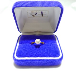 《新品未使用》本真珠 アコヤパール ダイヤモンド 18金 刻印入り リング(リング(指輪))