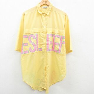 リー(Lee)の古着 半袖 シャツ レディース 90年代 90s ESLEEP 大きいサイズ ロング丈 黄 イエロー 23aug17 中古 ブラウス トップス(ポロシャツ)