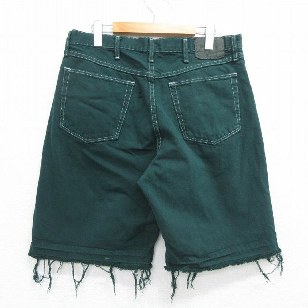 Wrangler(ラングラー)のW34★古着 ラングラー Wrangler ショート パンツ ショーツ メンズ コットン 濃緑 グリーン デニム 23aug19 中古 ボトムス 短パン ショーパン ハーフ メンズのパンツ(ワークパンツ/カーゴパンツ)の商品写真