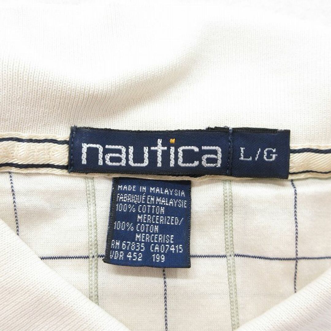 NAUTICA(ノーティカ)のXL★古着 ノーティカ NAUTICA 半袖 ブランド ポロ シャツ メンズ 90年代 90s ワンポイントロゴ 大きいサイズ コットン 白系他 ホワイト チェック 23aug16 中古 トップス メンズのトップス(ポロシャツ)の商品写真