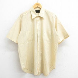 XL★古着 シアーズ 半袖 シャツ メンズ 70年代 70s 大きいサイズ 薄黄 イエロー 23aug18 中古 トップス(シャツ)