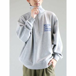 クラフトスタンダードブティック(CRAFT STANDARD BOUTIQUE)の【杢グレー】【ユニセックス】アンチピリング加工 / プリントハーフジップスウェット/24SS(カットソー(長袖/七分))