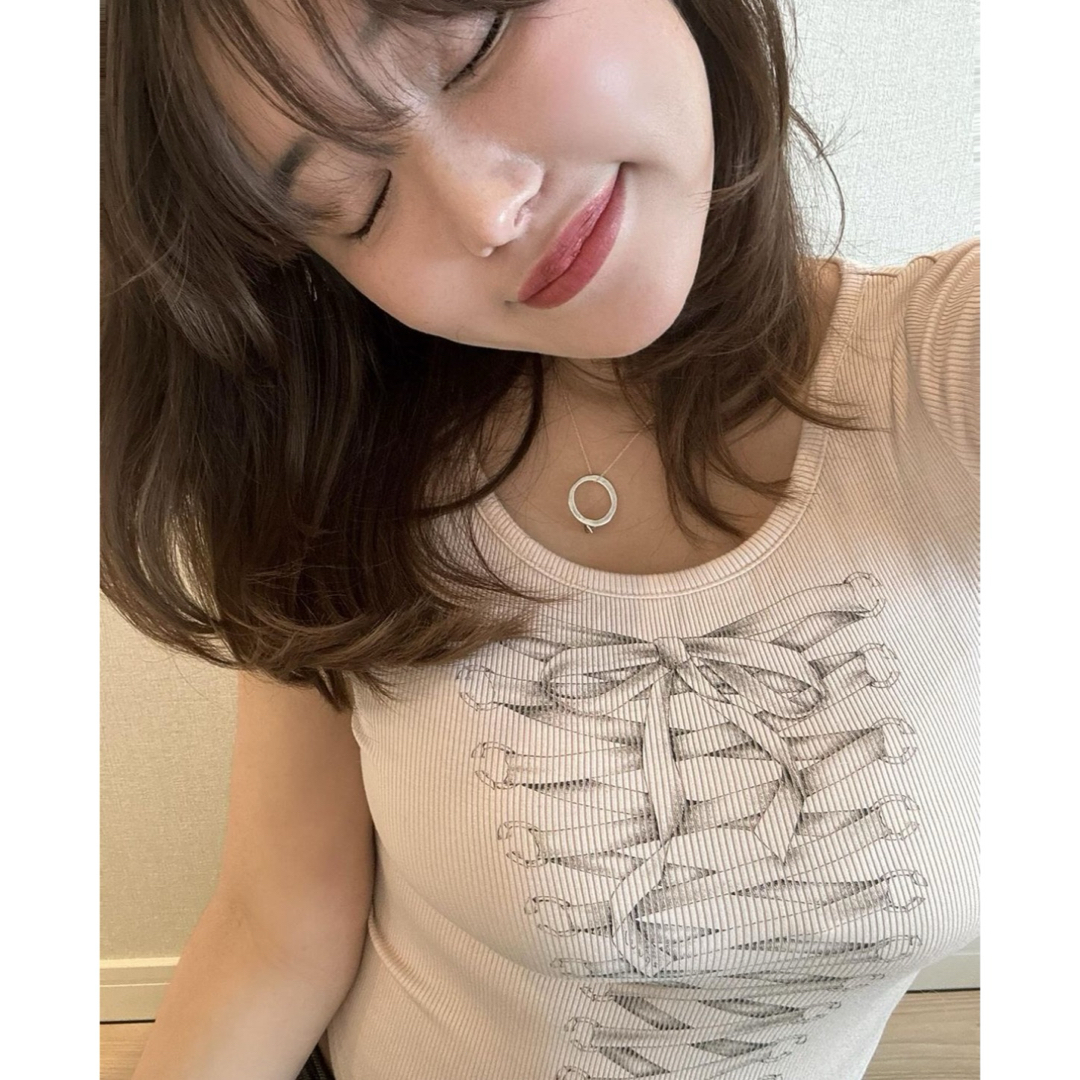 épine(エピヌ)のepine épine lace up rib tee Tシャツ レディースのトップス(Tシャツ(半袖/袖なし))の商品写真