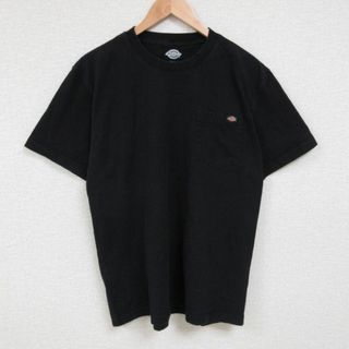 ディッキーズ(Dickies)のL★古着 ディッキーズ Dickies 半袖 ブランド Tシャツ メンズ 胸ポケット付き コットン クルーネック 黒 ブラック 23aug17 中古(Tシャツ/カットソー(半袖/袖なし))