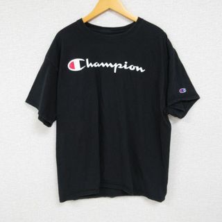 チャンピオン(Champion)のXL★古着 チャンピオン Champion 半袖 ブランド Tシャツ メンズ ビックロゴ コットン クルーネック 黒 ブラック 23aug17 中古(Tシャツ/カットソー(半袖/袖なし))