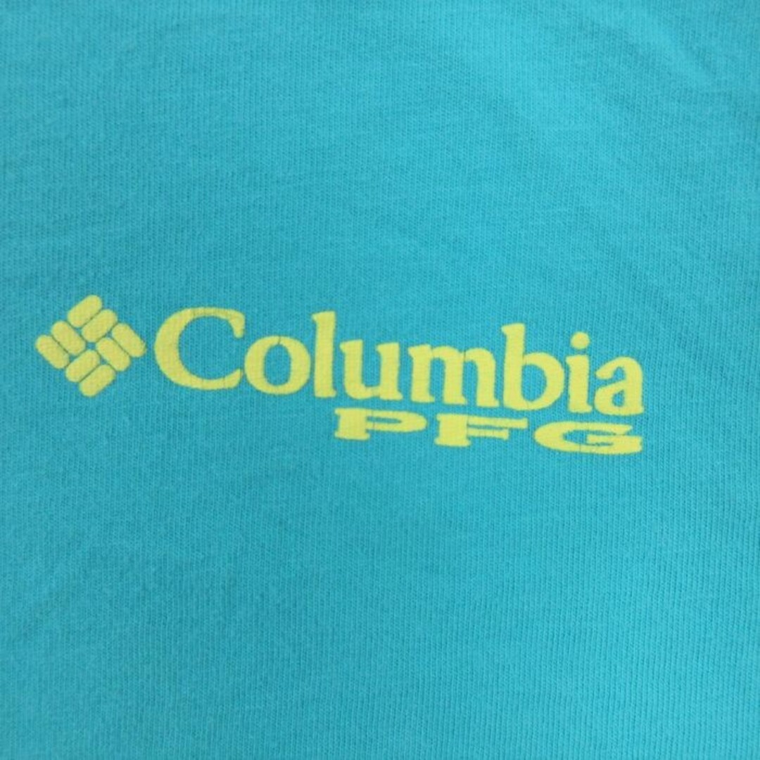 Columbia(コロンビア)のL★古着 コロンビア COLUMBIA Columbia 半袖 ブランド Tシャツ メンズ PFG 釣り 魚 コットン クルーネック 青緑 23aug17 中古 メンズのトップス(Tシャツ/カットソー(半袖/袖なし))の商品写真