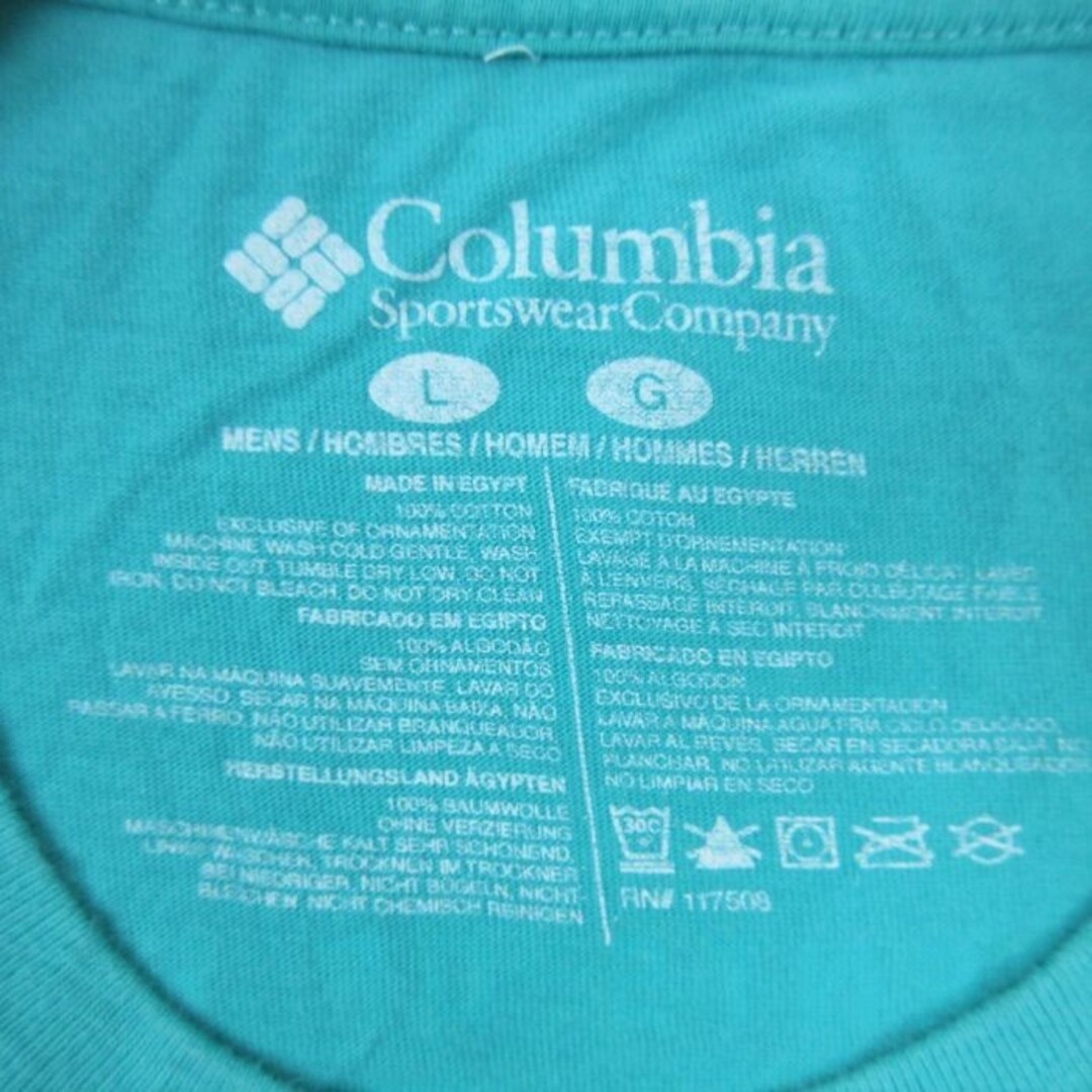 Columbia(コロンビア)のL★古着 コロンビア COLUMBIA Columbia 半袖 ブランド Tシャツ メンズ PFG 釣り 魚 コットン クルーネック 青緑 23aug17 中古 メンズのトップス(Tシャツ/カットソー(半袖/袖なし))の商品写真