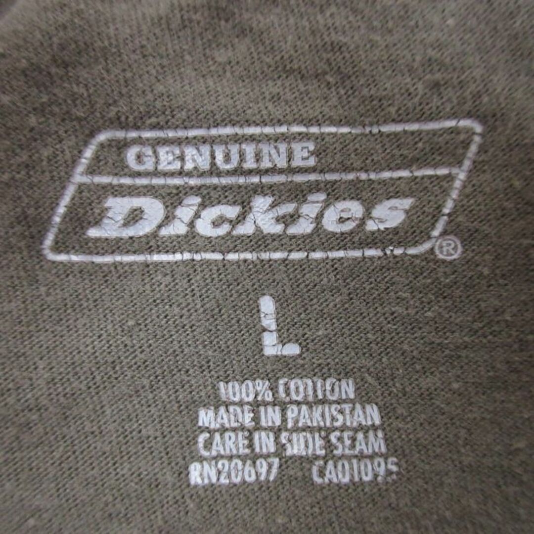 Dickies(ディッキーズ)のXL★古着 ディッキーズ Dickies 半袖 ブランド Tシャツ メンズ 胸ポケット付き 無地 コットン クルーネック 茶 ブラウン 23aug17 中古 メンズのトップス(Tシャツ/カットソー(半袖/袖なし))の商品写真