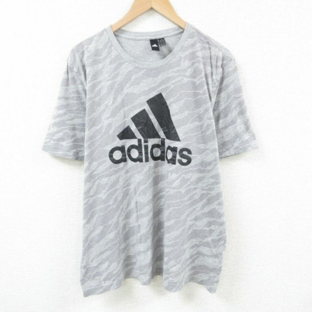 adidas(アディダス)のXL★古着 アディダス adidas 半袖 ブランド Tシャツ メンズ ビッグロゴ 大きいサイズ コットン クルーネック グレー他 迷彩 23aug16 中古 メンズのトップス(Tシャツ/カットソー(半袖/袖なし))の商品写真