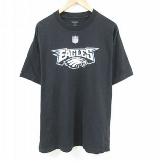 フィラ(FILA)のXL★古着 リーボック REEBOK 半袖 ブランド Tシャツ メンズ NFL フィラデルフィアイーグルス コットン クルーネック 黒 ブラック アメフト スーパーボウル 23aug16 中古(Tシャツ/カットソー(半袖/袖なし))