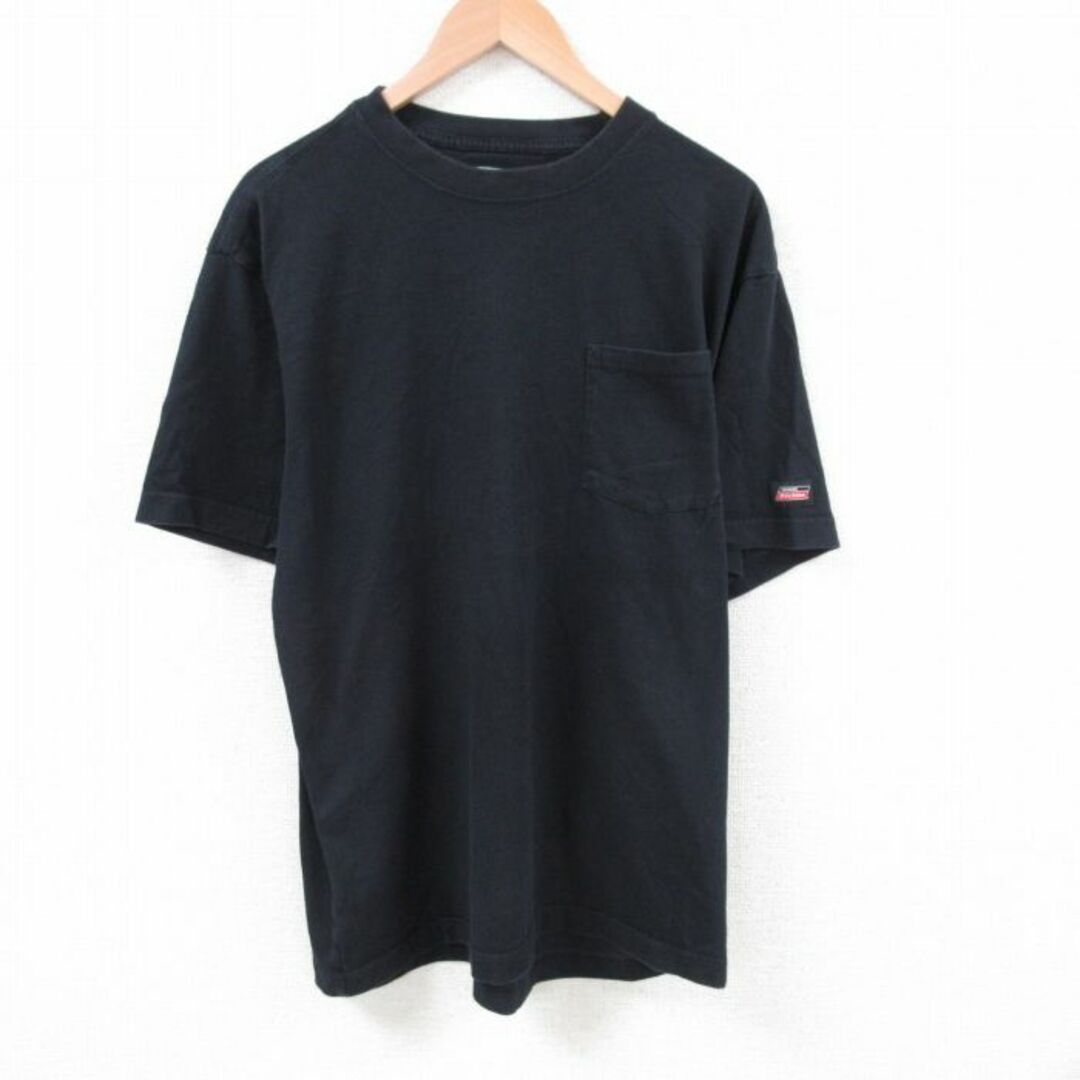 Dickies(ディッキーズ)のXL★古着 ディッキーズ Dickies 半袖 ブランド Tシャツ メンズ ポケット付き 無地 コットン クルーネック 黒 ブラック 23aug16 中古 メンズのトップス(Tシャツ/カットソー(半袖/袖なし))の商品写真