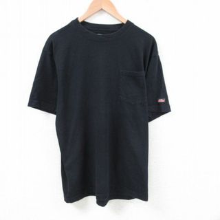 ディッキーズ(Dickies)のXL★古着 ディッキーズ Dickies 半袖 ブランド Tシャツ メンズ ポケット付き 無地 コットン クルーネック 黒 ブラック 23aug16 中古(Tシャツ/カットソー(半袖/袖なし))