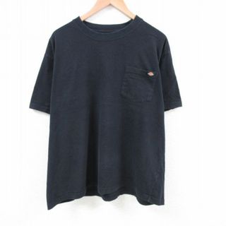 ディッキーズ(Dickies)のXL★古着 ディッキーズ Dickies 半袖 ブランド Tシャツ メンズ ワンポイントロゴ 胸ポケット付き 大きいサイズ コットン クルーネック 黒 ブラック 23aug16 中古(Tシャツ/カットソー(半袖/袖なし))