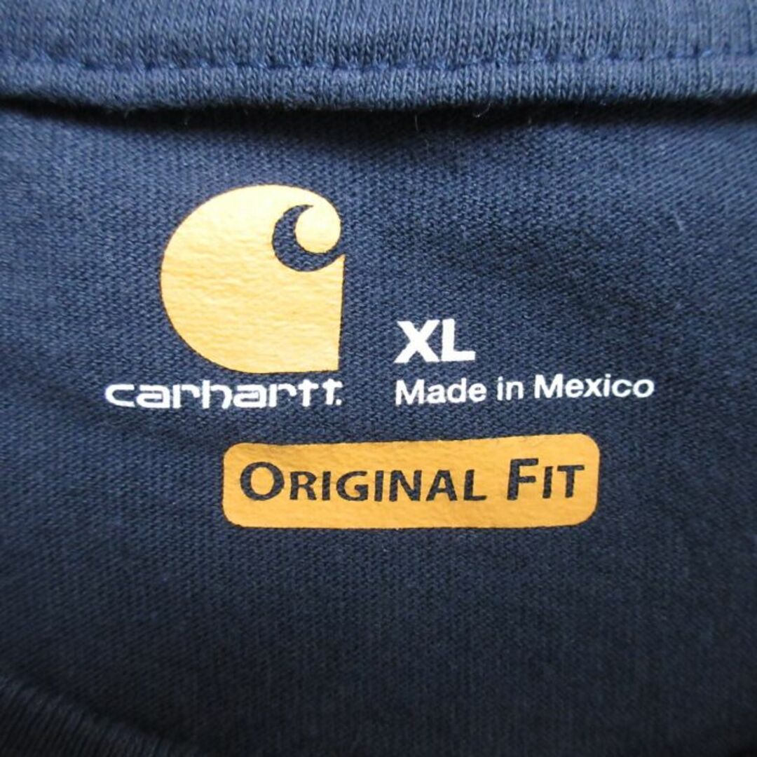 Charhartt WIP(カーハートダブリューアイピー)のXL★古着 カーハート Carhartt 半袖 ブランド Tシャツ メンズ RSP Systems 胸ポケット付き 大きいサイズ ロング丈 コットン クルーネック 紺 ネイビー 23aug16 中古 メンズのトップス(Tシャツ/カットソー(半袖/袖なし))の商品写真