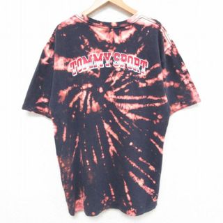 トミーヒルフィガー(TOMMY HILFIGER)のXL★古着 トミーヒルフィガー TOMMY HILFIGER 半袖 ブランド Tシャツ メンズ 00年代 00s トミースポーツ クルーネック 黒他 ブラック ブリーチ加工 23aug19 中古(Tシャツ/カットソー(半袖/袖なし))