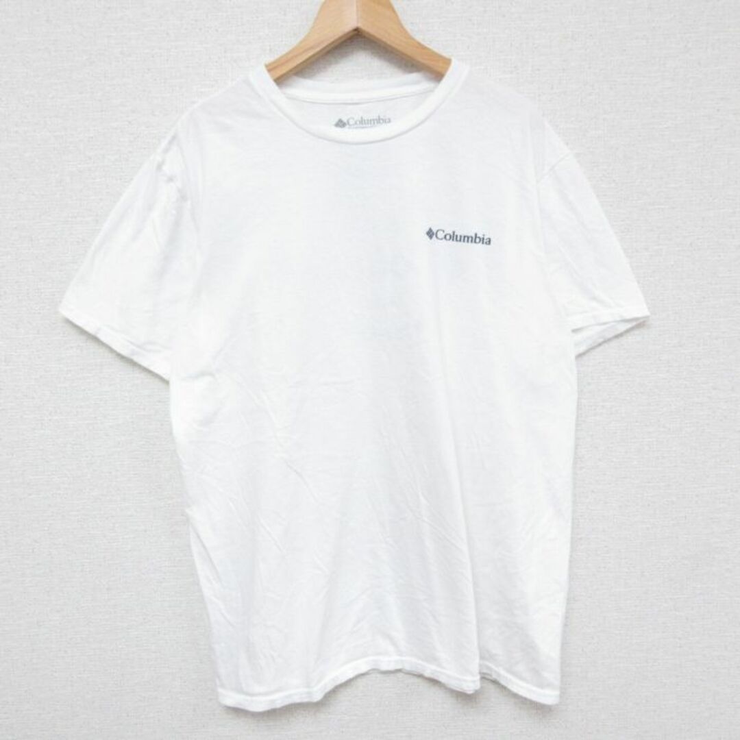 Columbia(コロンビア)のL★古着 コロンビア COLUMBIA Columbia 半袖 ブランド Tシャツ メンズ ビックロゴ コットン クルーネック 白 ホワイト 23aug19 中古 メンズのトップス(Tシャツ/カットソー(半袖/袖なし))の商品写真