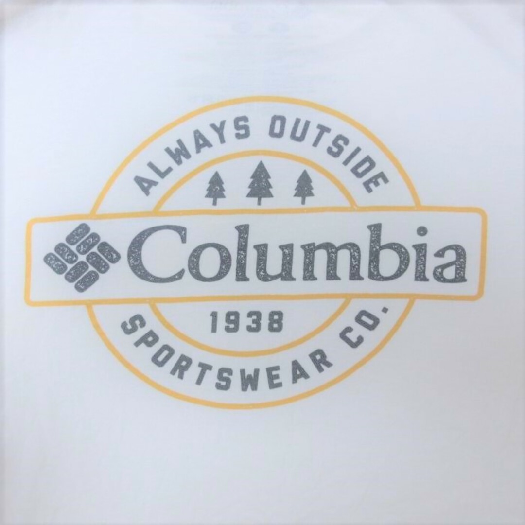 Columbia(コロンビア)のL★古着 コロンビア COLUMBIA Columbia 半袖 ブランド Tシャツ メンズ ビックロゴ コットン クルーネック 白 ホワイト 23aug19 中古 メンズのトップス(Tシャツ/カットソー(半袖/袖なし))の商品写真