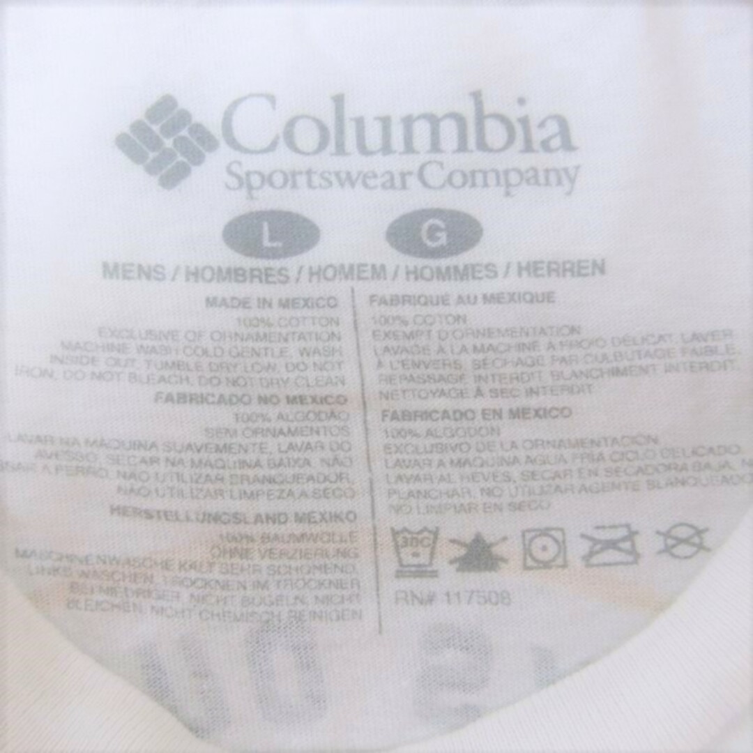 Columbia(コロンビア)のL★古着 コロンビア COLUMBIA Columbia 半袖 ブランド Tシャツ メンズ ビックロゴ コットン クルーネック 白 ホワイト 23aug19 中古 メンズのトップス(Tシャツ/カットソー(半袖/袖なし))の商品写真