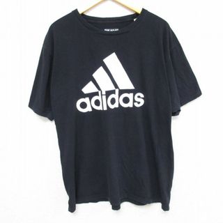 アディダス(adidas)のXL★古着 アディダス adidas 半袖 ブランド Tシャツ メンズ ビックロゴ コットン クルーネック 黒 ブラック 23aug19 中古(Tシャツ/カットソー(半袖/袖なし))