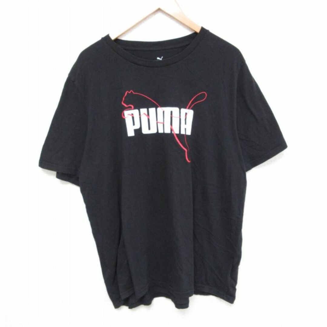 PUMA(プーマ)のXL★古着 プーマ puma 半袖 ブランド Tシャツ メンズ ビックロゴ 大きいサイズ コットン クルーネック 黒 ブラック 23aug19 中古 メンズのトップス(Tシャツ/カットソー(半袖/袖なし))の商品写真