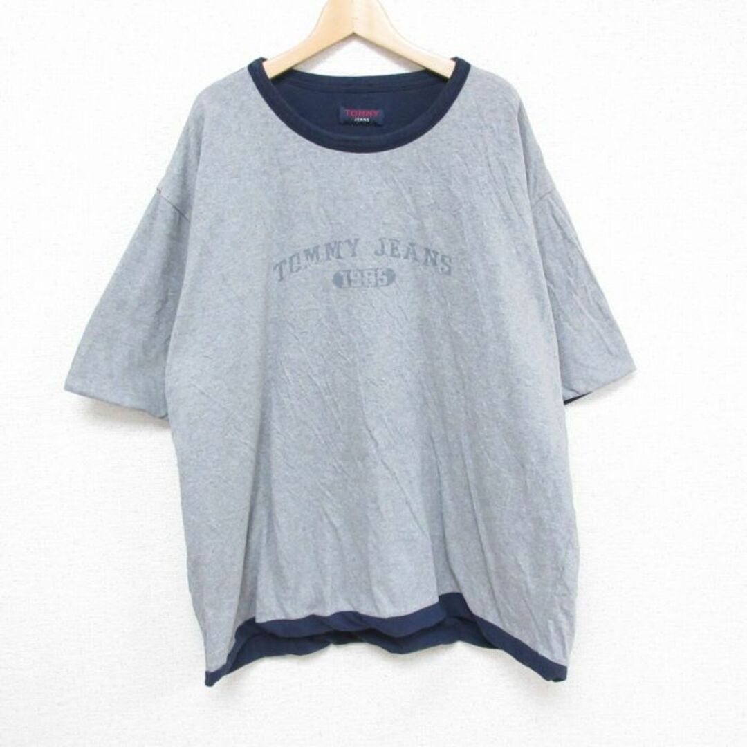 TOMMY HILFIGER(トミーヒルフィガー)のXL★古着 トミーヒルフィガー TOMMY HILFIGER 半袖 ブランド Tシャツ メンズ リバーシブル 大きいサイズ クルーネック 紺他 ネイビー 23aug19 中古 メンズのトップス(Tシャツ/カットソー(半袖/袖なし))の商品写真