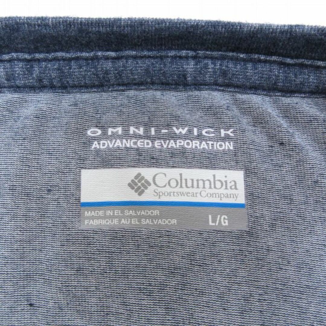 Columbia(コロンビア)のXL★古着 コロンビア COLUMBIA Columbia 半袖 ブランド Tシャツ メンズ ワンポイントロゴ クルーネック 紺 ネイビー 霜降り 23aug19 中古 メンズのトップス(Tシャツ/カットソー(半袖/袖なし))の商品写真