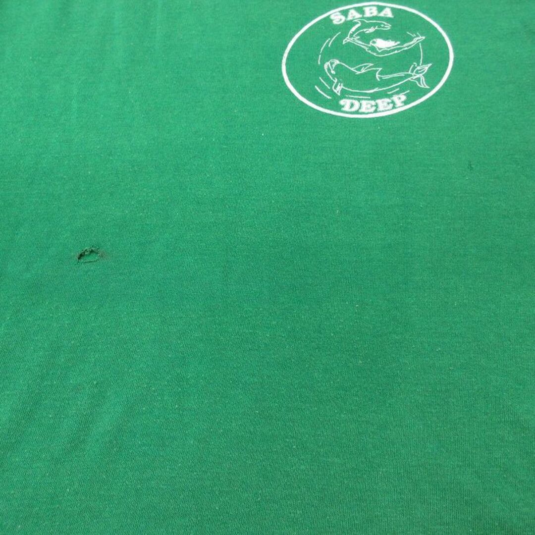 M★古着 半袖 ビンテージ Tシャツ メンズ 80年代 80s イルカ 女性 SABA DEEP クルーネック USA製 緑 グリーン 23aug16 中古 メンズのトップス(Tシャツ/カットソー(半袖/袖なし))の商品写真