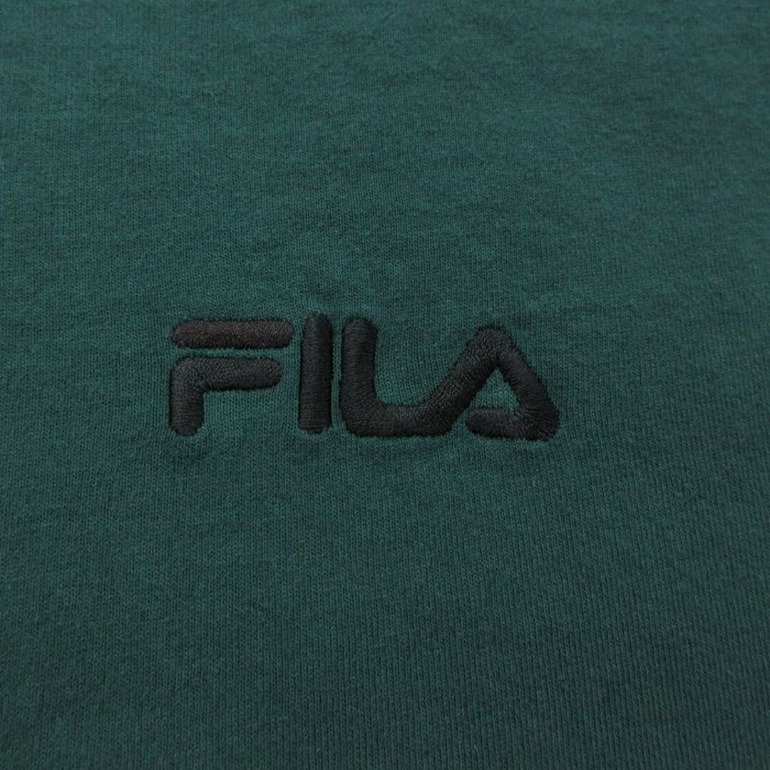 FILA(フィラ)のXL★古着 フィラ FILA 半袖 ビンテージ Tシャツ メンズ 90年代 90s ワンポイントロゴ 大きいサイズ コットン クルーネック USA製 濃緑 グリーン 23aug16 中古 メンズのトップス(Tシャツ/カットソー(半袖/袖なし))の商品写真