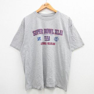 リーボック(Reebok)のXL★古着 リーボック REEBOK 半袖 ビンテージ Tシャツ メンズ 00年代 00s NFL ニューヨークジャイアンツ アリゾナ クルーネック グレー 霜降り アメフト スーパーボウル 23aug17 中古(Tシャツ/カットソー(半袖/袖なし))